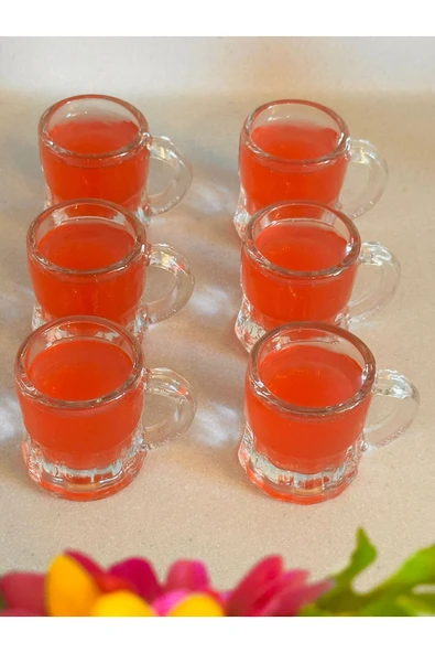 MAKRİ HOME 6’lı Kulplu Cam Bardak Seti, 4 cm çap × 5 cm yükseklik, 35 ml ürün görseli 1