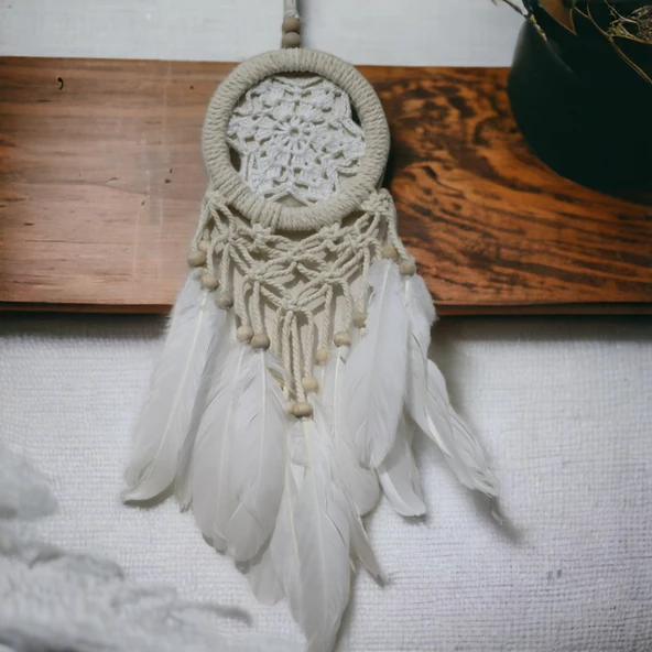 Rüya Kovan Dream Catcher Beyaz Kuş Tüylü ürün görseli 1