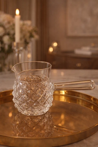 MAKRİ HOME Isıya Dayanıklı Cam Cezve Kristal 400 ml, 10 cm Yükseklik, Cam Türk Kahvesi Cezvesi ürün görseli 1