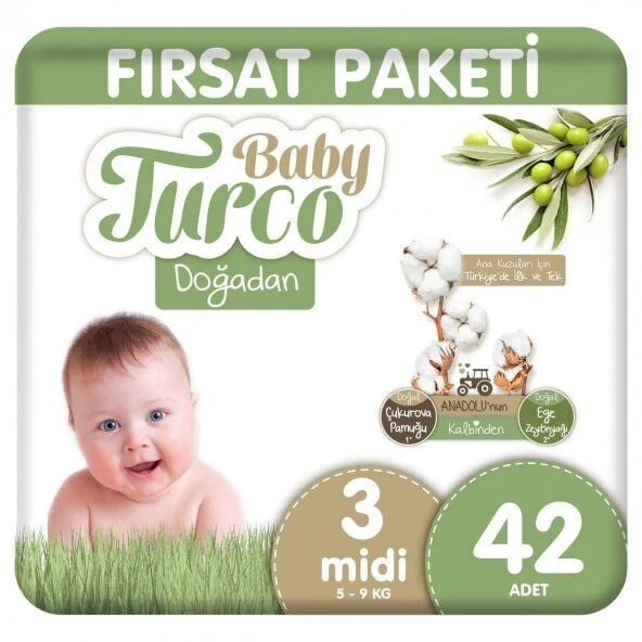 Baby Turco Doğadan Fırsat Paketi Bebek Bezi 3 Numara 42 Adet ürün görseli 1