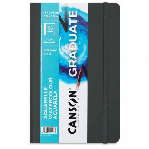 Canson Graduate Suluboya Defteri Sert Kapaklı Defter - Dikey 250gr 14x21,6 28 Yaprak 56 Sayfa ürün görseli 1