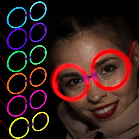 Glow Stick Yuvarlak Parti Gözlüğü 6 Adet ürün görseli 1