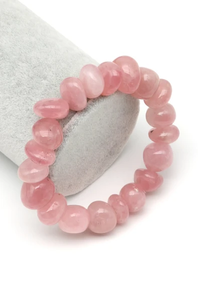 Pembe Kuvars Doğal Taş Bileklik 8 x 15 mm Özel Kesim - BLK-2359 ürün görseli 1