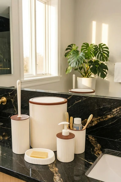 MAKRİ HOME Banyo Seti, Yuvarlak, Beyaz, Hacim: 6 litre ürün görseli 1