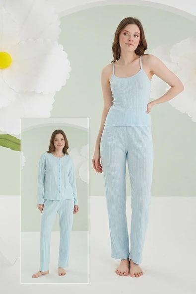 Mavi Loungewear Pintel 3lü Pijama Takımı ürün görseli 1