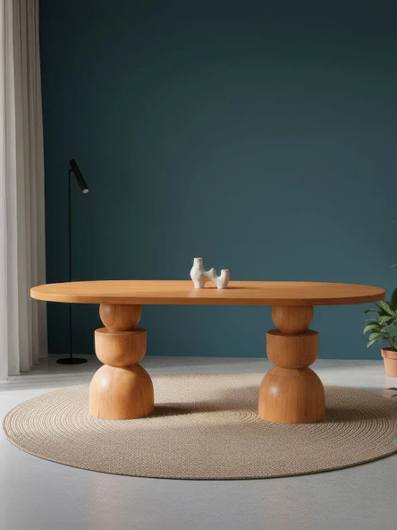 Orbis Oval Ahşap Yemek Masası 100x200 ürün görseli 1