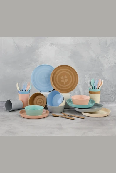 MAKRİ HOME 30 Parça Piknik Seti 6 Kişilik Tabak, Kase, Bardak, Kaşık, Çatal, Plastik ürün görseli 1