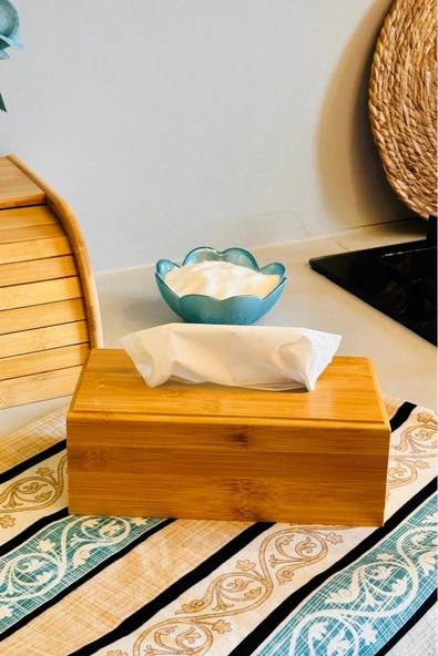 MAKRİ HOME Bambu Peçetelik, 23 cm x 11 cm x 8,5 cm ebatlarında Doğal Bambu Ahşap Peçetelik ürün görseli 1