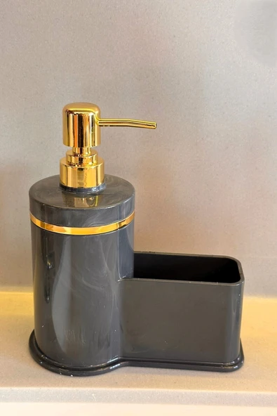 MAKRİ HOME Mutfak Veya Banyo İçin Şık Altın Rengi Detaylı Süngerlikli Sıvı Sabunluk , Yerli Üretim ürün görseli 1