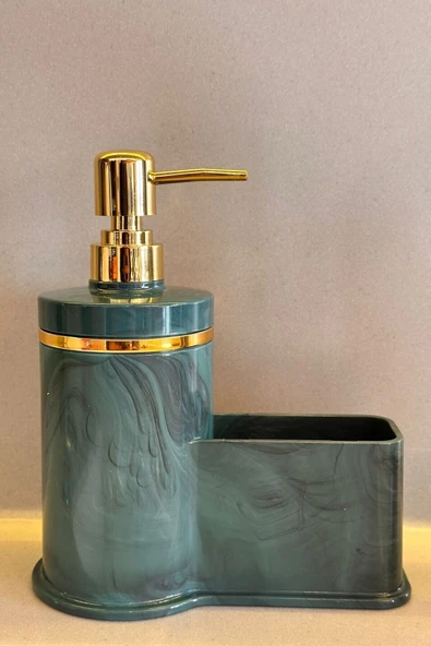 MAKRİ HOME Mutfak Veya Banyo İçin Şık Altın Rengi Detaylı Süngerlikli Sıvı Sabunluk , Yerli Üretim ürün görseli 1