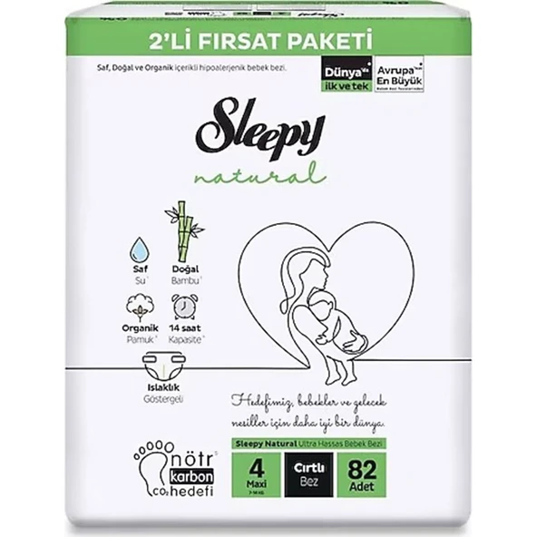 Sleepy Natural Fırsat Paketi Bebek Bezi 4 Maxi Numara 82 Adet ürün görseli 1
