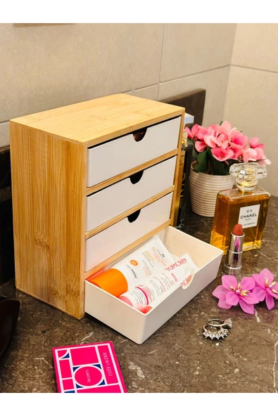 MAKRİ HOME Bambu 4 Çekmeceli Düzenleyici, 9 x 18 x 19 cm ürün görseli 1