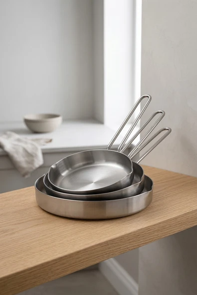 MAKRİ HOME 3’lü Kompakt Çelik Tava Seti – (12 cm, 14 cm, 16 cm) ürün görseli 1
