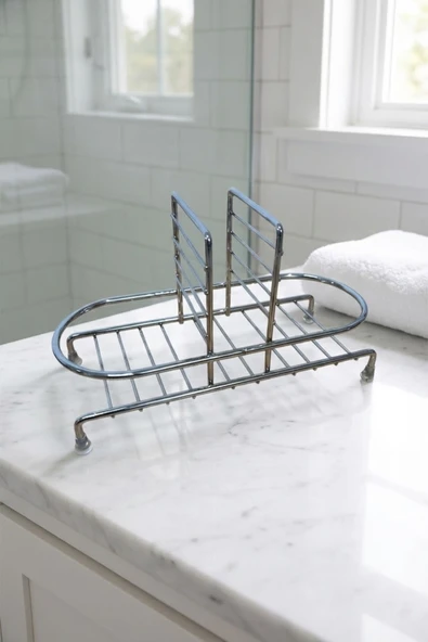 MAKRİ HOME Siyah Sıvı Sabunluk Standı Tezgah Üstü Banyo Mutfak Düzenleyici, Gümüş Oval Organizer ürün görseli 1