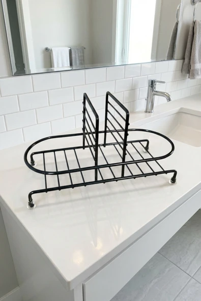 MAKRİ HOME Siyah Sıvı Sabunluk Standı Tezgah Üstü Banyo Mutfak Düzenleyici, Yuvarlak Organizer ürün görseli 1