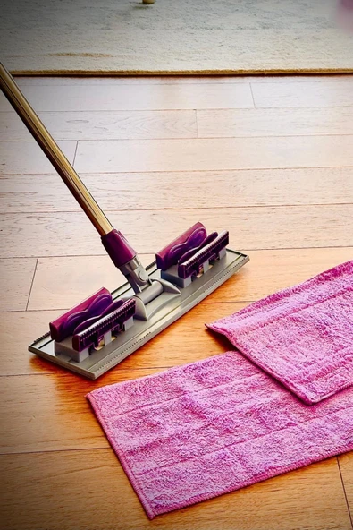 MAKRİ HOME Pratik ve Şık Cam, Fayans, Duvar ve Ahşap Parke Yüzey Temizleyici Mikrofiber Mandallı Mop, Paspas ürün görseli 1