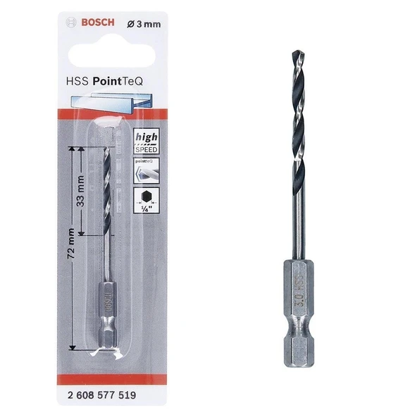 Bosch Pointteq Altıgen Şaftlı Hss Matkap Ucu 3 mm ürün görseli 1