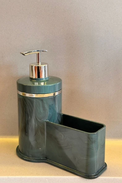 MAKRİ HOME Mutfak Veya Banyo İçin Şık Gümüş Detaylı Süngerlikli Sıvı Sabunluk , Yerli Üretim ürün görseli 1