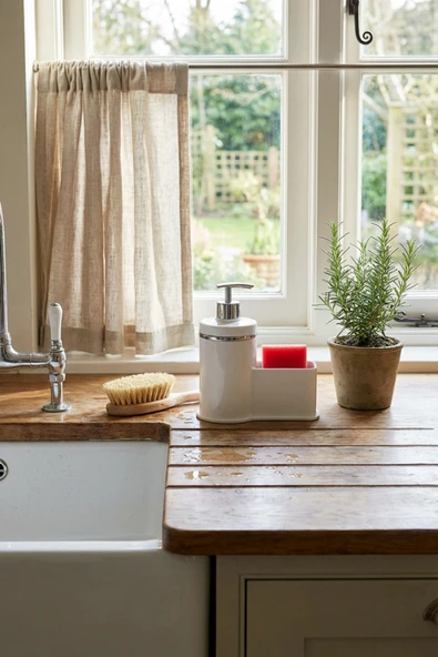 MAKRİ HOME Mutfak Veya Banyo İçin Şık Gümüş Detaylı Süngerlikli Sıvı Sabunluk , Yerli Üretim ürün görseli 1