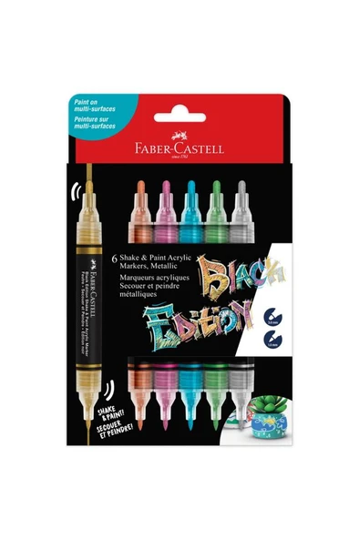 Faber Castell Shake&Paint Akrilik Marker 6 Lı Metalik 285517 ürün görseli 1