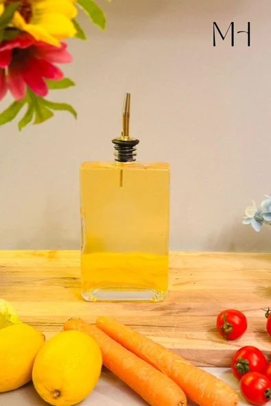 MAKRİ HOME Gold Kapaklı, 500 ml Otantik Ve Şık Cam Yağdanlık , Sızdırmaz,sağlıklı,sticker Hediye ürün görseli 1