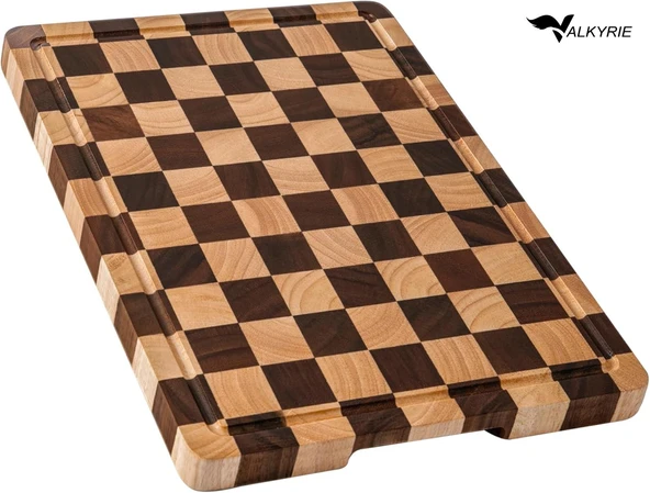 Valkyrie Doğal Akasya Ahşap Kesme Tahtası 43x33 cm – Kaydırmaz Tabanlı, Profesyonel Servis & Sunum Tahtası ürün görseli 1