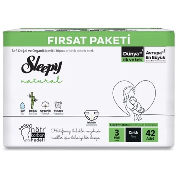 Sleepy Bebek Bezi Natural 3 Beden Midi 4-9 Kg 42'li ürün görseli 1