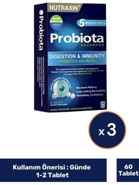 Nutraxin Probiota Advanced 60 Tablet 3'Lü PAKET (SKT:07/2027) ürün görseli 1