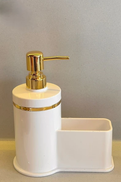 MAKRİ HOME Mutfak Veya Banyo İçin Şık Altın Rengi Detaylı Süngerlikli Sıvı Sabunluk , Yerli Üretim ürün görseli 1