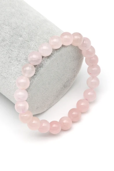 Pembe Kuvars Doğal Taş Bileklik 8 mm Küre Kesim - BLK-2364 ürün görseli 1
