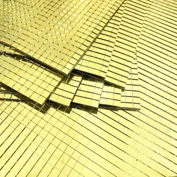Kendinden Yapışkanlı Aynalı Kare Gold Sticker 30x30 Cm ürün görseli 1