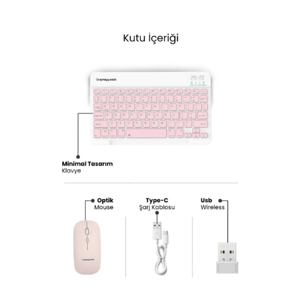 Pembe Kablosuz Klavye Ve Mouse Seti ürün görseli 1