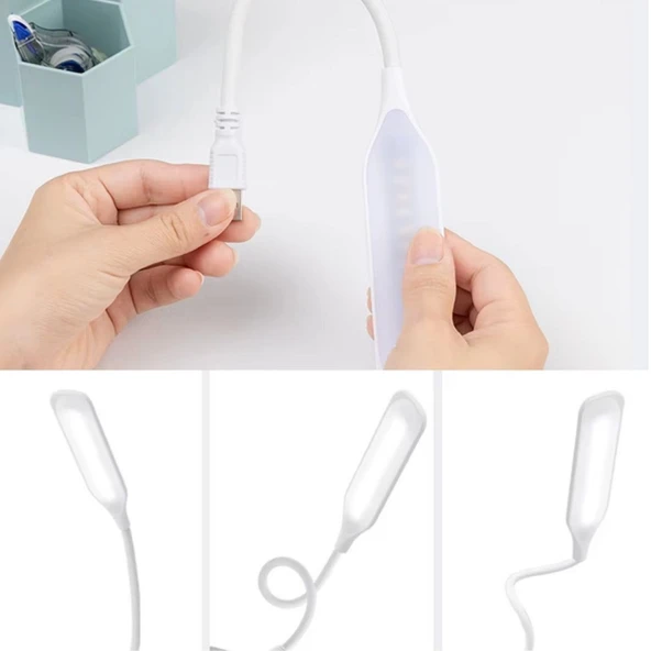 Kompakt USB Beyaz 14 Ledli 3 Kademeli Dokunmatik Okuma Lambası ürün görseli 1