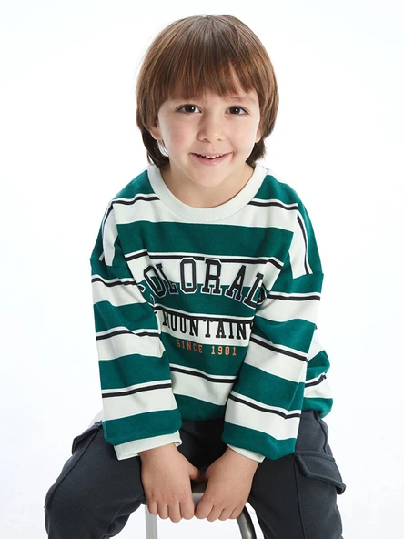 LCW Kids Bej Bisiklet Yaka Erkek Çocuk Sweatshirt ve Eşofman Alt 2'li ürün görseli 1
