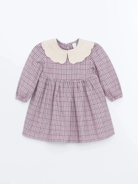 LCW Kids PEMBE Bebe Yaka Ekose Desen Flanel Kız Çocuk Elbise ürün görseli 1