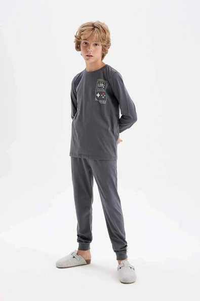 D2841 Baskılı Uzun Kollu Pijama Takımı ürün görseli 1