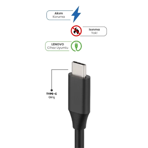 20V 2.25A TYPE-C 45W LENOVO İçin Laptop Adaptör ürün görseli 1