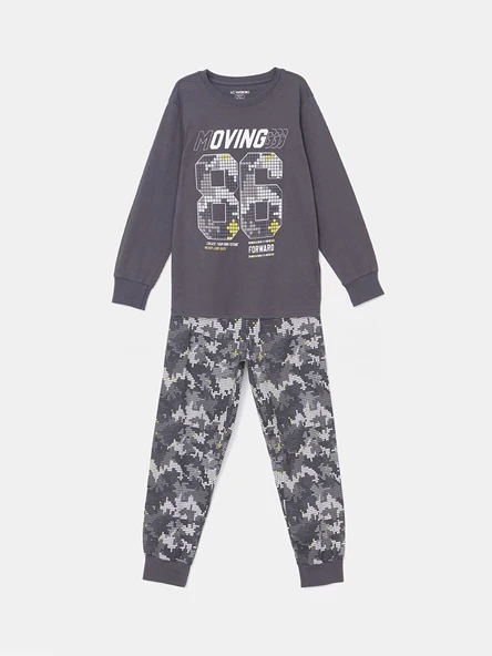 LCW Kids Gri Bisiklet Yaka Erkek Çocuk Pijama Takımı ürün görseli 1