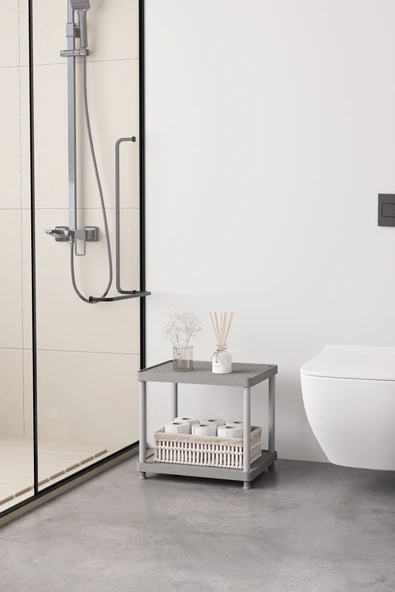 Beyaz 2 Katlı 33X40 Ekstra Geniş Düzenleyici Mutfak ve Banyo Rafı Sehpa ürün görseli 1