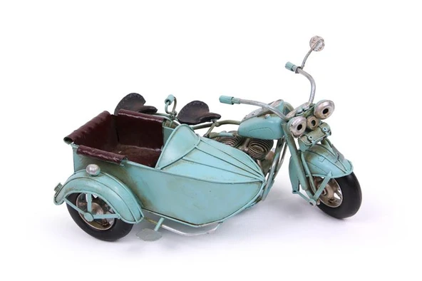 Dekoratif Metal Motosiklet Sepetli Vintage Dekoratif Hediyelik ürün görseli 1