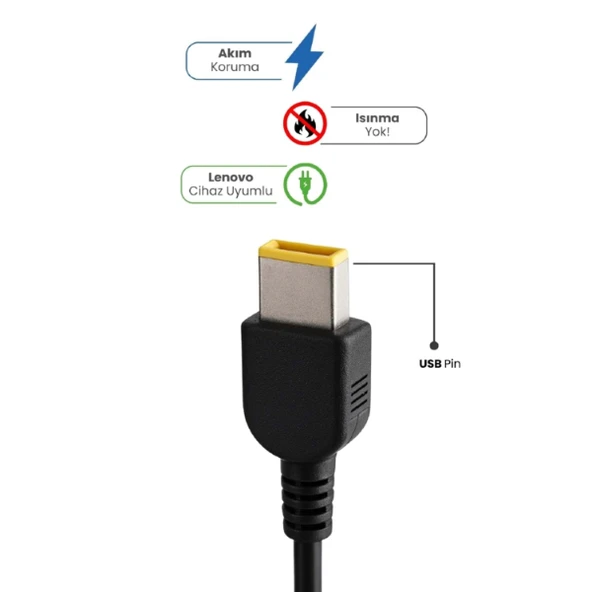20V 4.5A USB Pin 90W LENOVO İçin Laptop Adaptör ürün görseli 1