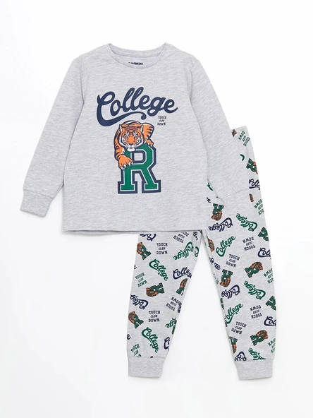 LCW Kids Gri Bisiklet Yaka Erkek Çocuk Pijama Takımı ürün görseli 1