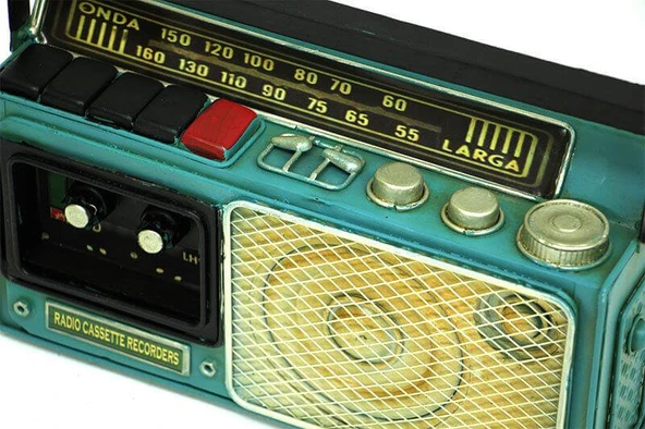 Dekoratif Metal Radyo Kumbara Vintage Biblo Hediyelik ürün görseli 1