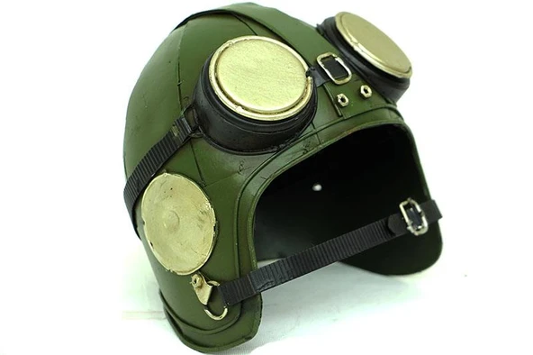 Dekoratif Metal Pilot Kaskı Biblo Vintage Ev Ofis Hediyelik ürün görseli 1