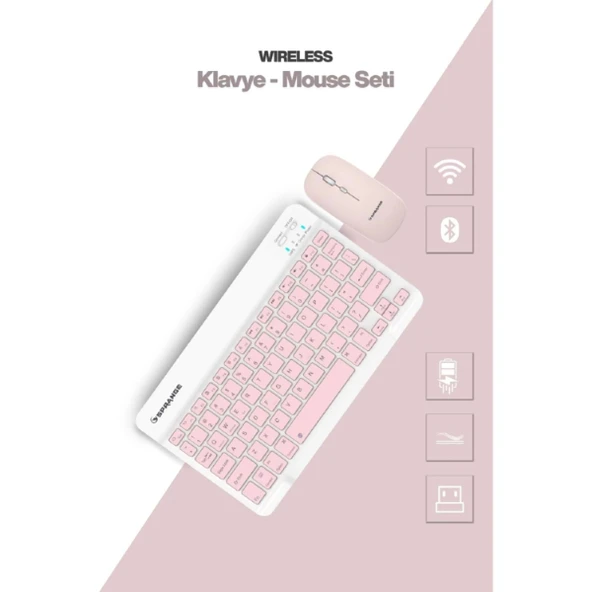 Pembe Kablosuz Klavye Ve Mouse Seti - Resim 2