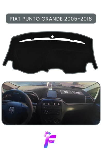 MİRCEM FIAT PUNTO GRANDE (2005-2018) Uyumlu Torpido Örtüsü | Araca Özel Üretim | Kolay Montaj | TB44 Gri ürün görseli 1