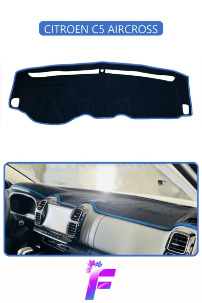 MİRCEM CITROEN C5 AIRCROSS Araca Özel Torpido Örtüsü | Hızlı  Montaj | Kaymaz Tasarım | Tam Koruma | D95 Mavi ürün görseli 1