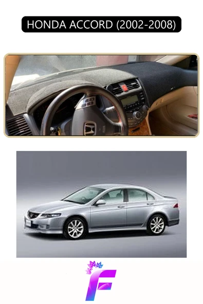 MİRCEM HONDA ACCORD (2002-2008) Uyumlu Torpido Örtüsü | Yansıma Önleyici | Kolay Montaj | Tam Koruma | F42 Siyah ürün görseli 1