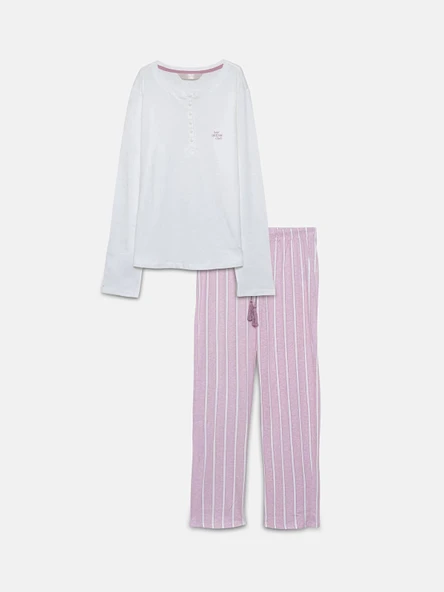 LCW DREAM PEMBE Bisiklet Yaka Kadın Pijama Takımı ürün görseli 1