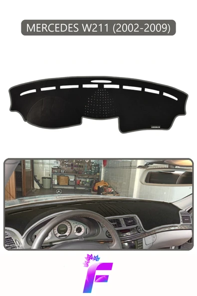 MİRCEM MERCEDES W211 (2002-2009) Uyumlu Torpido Örtüsü | Yansıma Önleyici | Kolay Montaj | Tam Koruma | H26 Gri ürün görseli 1